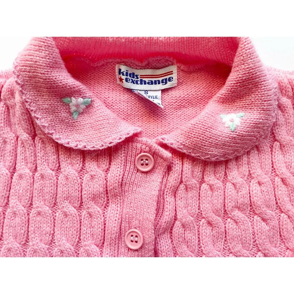Toddler Girl's Vintage Pink Cardigan Sweater Size Small